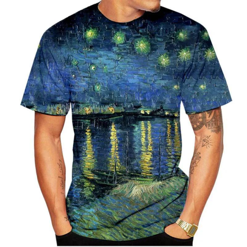 Van Gogh Art T-shirt Flower 3D Printing Men's and Women's Street Wear Short Sleeve T-shirt Clothing