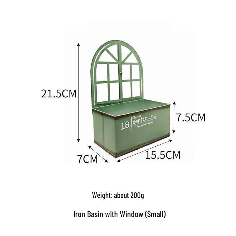 Старинная железная арочная оконная кашпо для цветов и суккулентов Medium