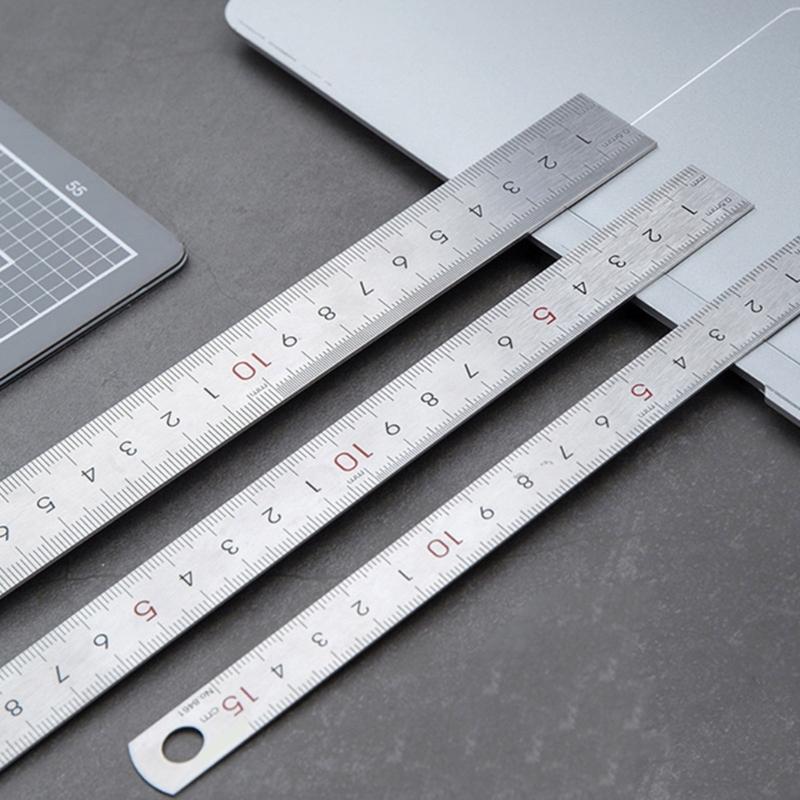 Stainless Steel Ruler Metal Ruler 15/20/30cm Straight Ruler Measuring Tool School Supplies for Engineering Teaching