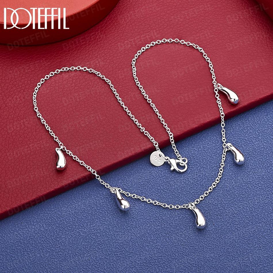 925 Sterling Silver Teardrop Necklace Wedding Fashion Jewelry 45cm