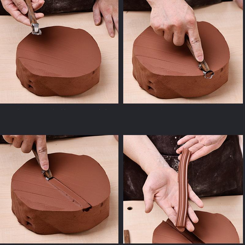 Ceramic Teapot Handle Scraper Replaceable Knife Head Polymer Clay Trimming Texture Ring Knife Carving Pottery Tool