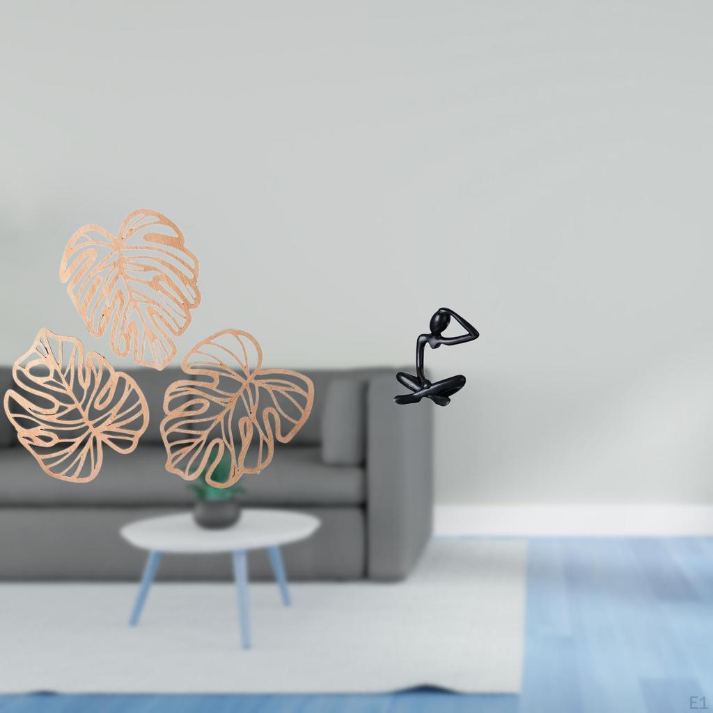 Creative Palm Leaves Abstract Thinker Wood Wall Decor Modern Sculpture Ornament for Bedroom Bathroom