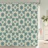 1Pc European Style Golden Flowers Shower Curtain Waterproof Fabric,Floral Print Partition Curtain Decorate Bathroom Curtain