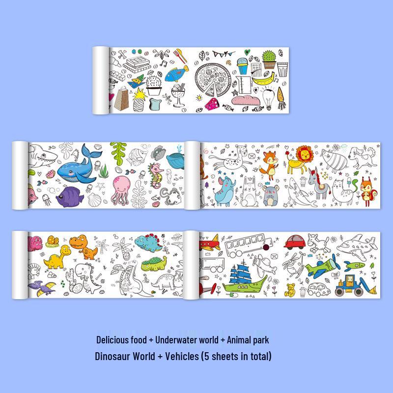 Children's Large Doodle Coloring Paper and Canvas Book for Kindergarten
