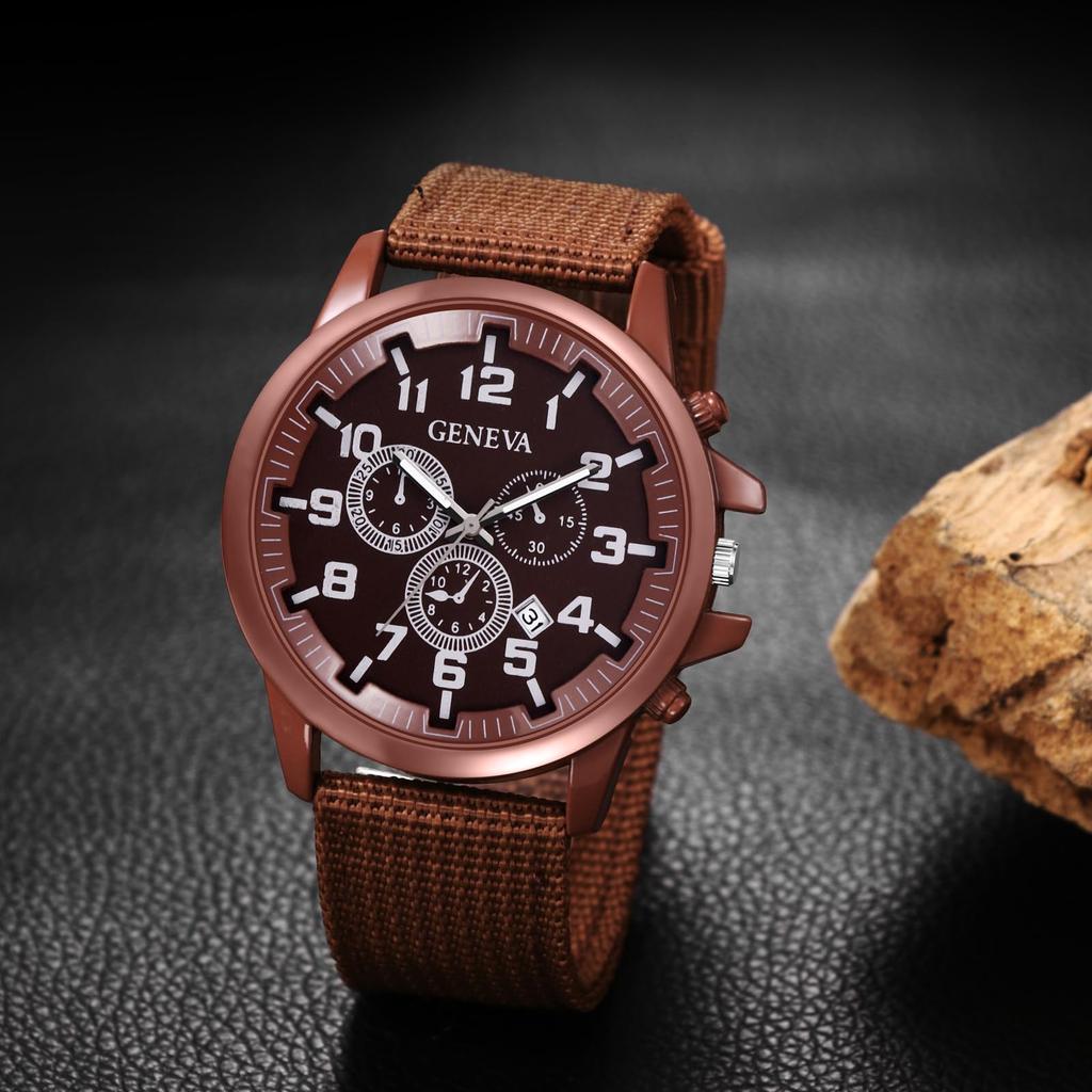 Military Watch with Nylon Luminous Analog Quartz Small Seconds Fashion Accessory Perfect Gift for Day Men's Strap, Waterproof, Display, Calendar,