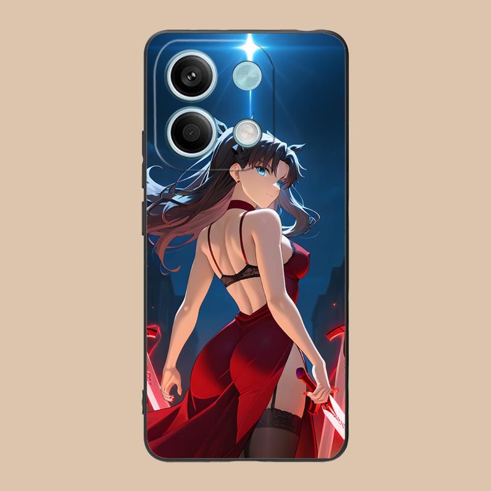 Fate Rin Tohsaka Phone Case for Xiaomi POCO M6 M5 M4 M3 X7 X6 X5 X4 X3 F6 F5 F4 Pro GT 5G Black Smartphone Cover Cellphones