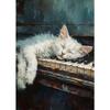 Cute White Cat Dogs Golden Retriever Bulldog Oil Painting Canvas Print Nordic Poster Wall Picture Kids Room Home Decor Cuadros