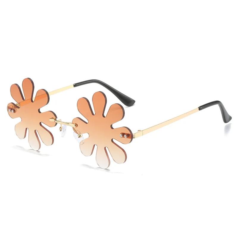 Flower Shaped Sunglasses Women Boho Fashion Sun Glasses Ladies Rimless Flower Lens Funny Beach Party Glasses Summer Sunglasses