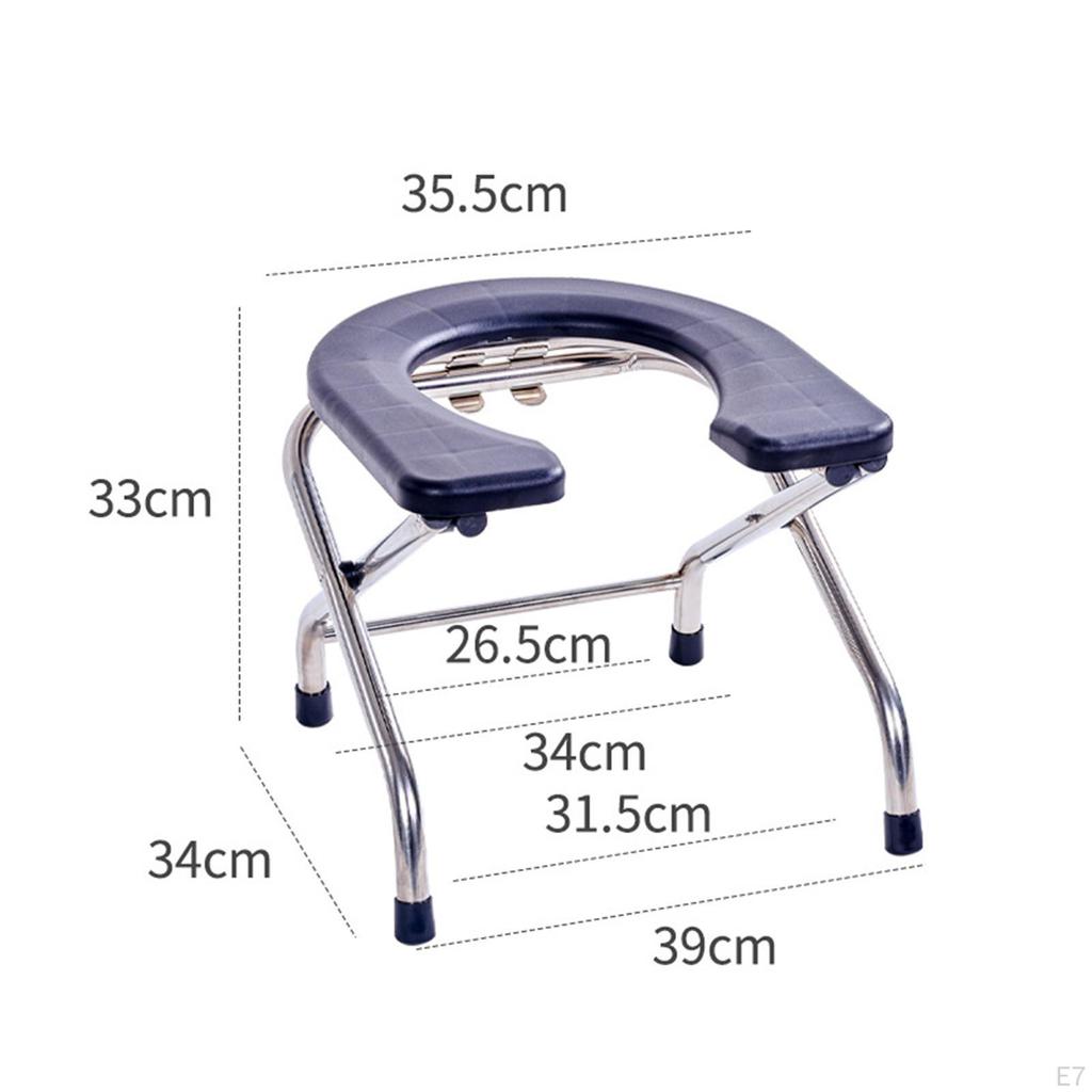 Elderly Squat Toilet Seat Stool Commodes Chair, Washable Frosted Board, Portable Folding