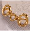 316L Stainless Steel Gold Plated Big Ring for Women Oval Hollow Personality Ring Female Luxury Waterproof Zircon