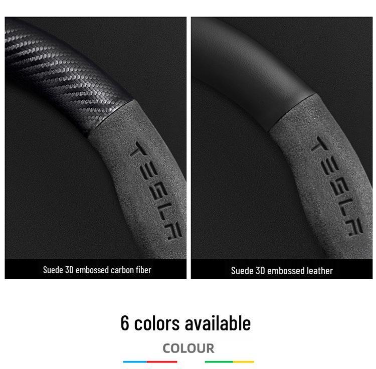 Tesla Model 3 Ultra-Thin Suede Carbon Fiber Steering Wheel Cover
