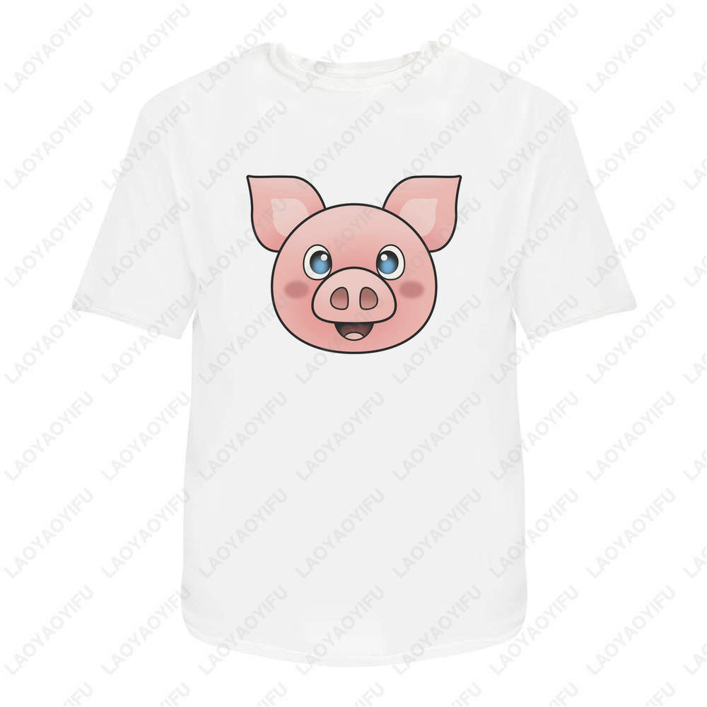 Happy Pig Face Mens Womens Cotton TShirts Summer Oneck Womens Print T Shirt Classic Simple Cartoon Kawaii Style Tee