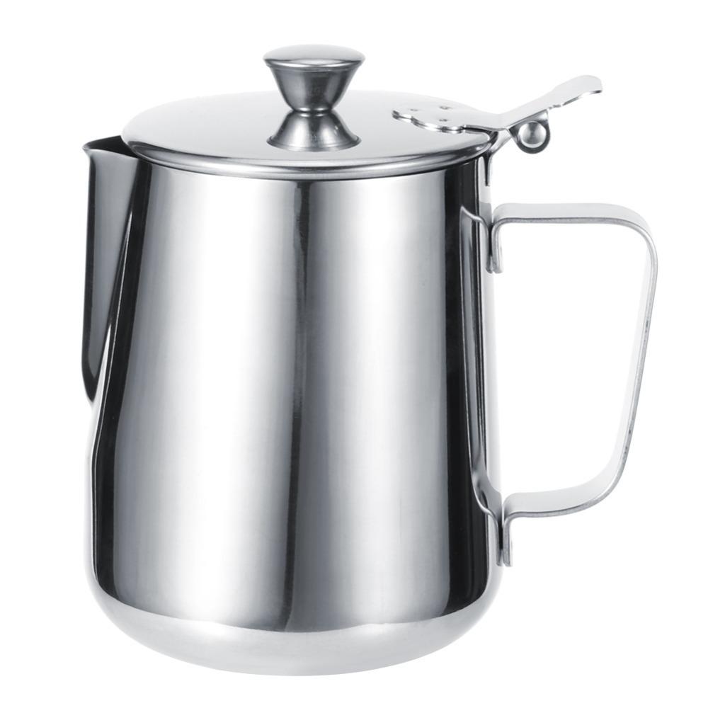 With Lid Milk Frothing Pitcher Thicken Design Latte Art Cup Coffee Pitcher Home Coffee 600ml