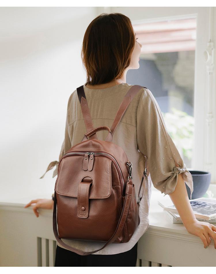 Women's Genuine Leather Large Capacity Backpack - Summer 2025 Fashion Trend, Soft, Versatile, Top Layer