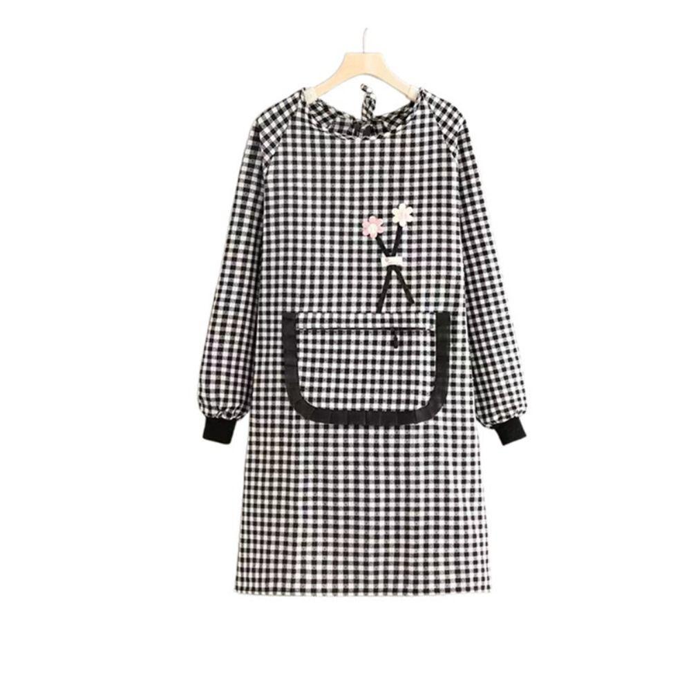 Dirt-resistant Women Long-sleeved Apron Breathable Kitchen Cooking Apron for Catering Work