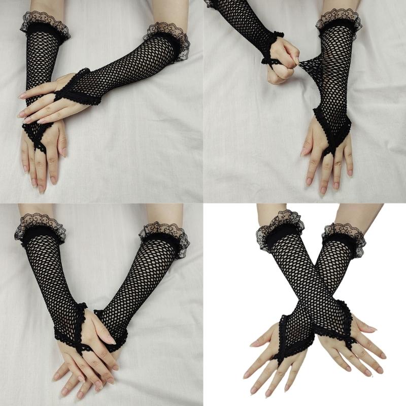 Stylish Fishnet Gloves Popular Hand Gloves Fingerless Gloves For Music Festival And Themed Parties Comfortable Handwear
