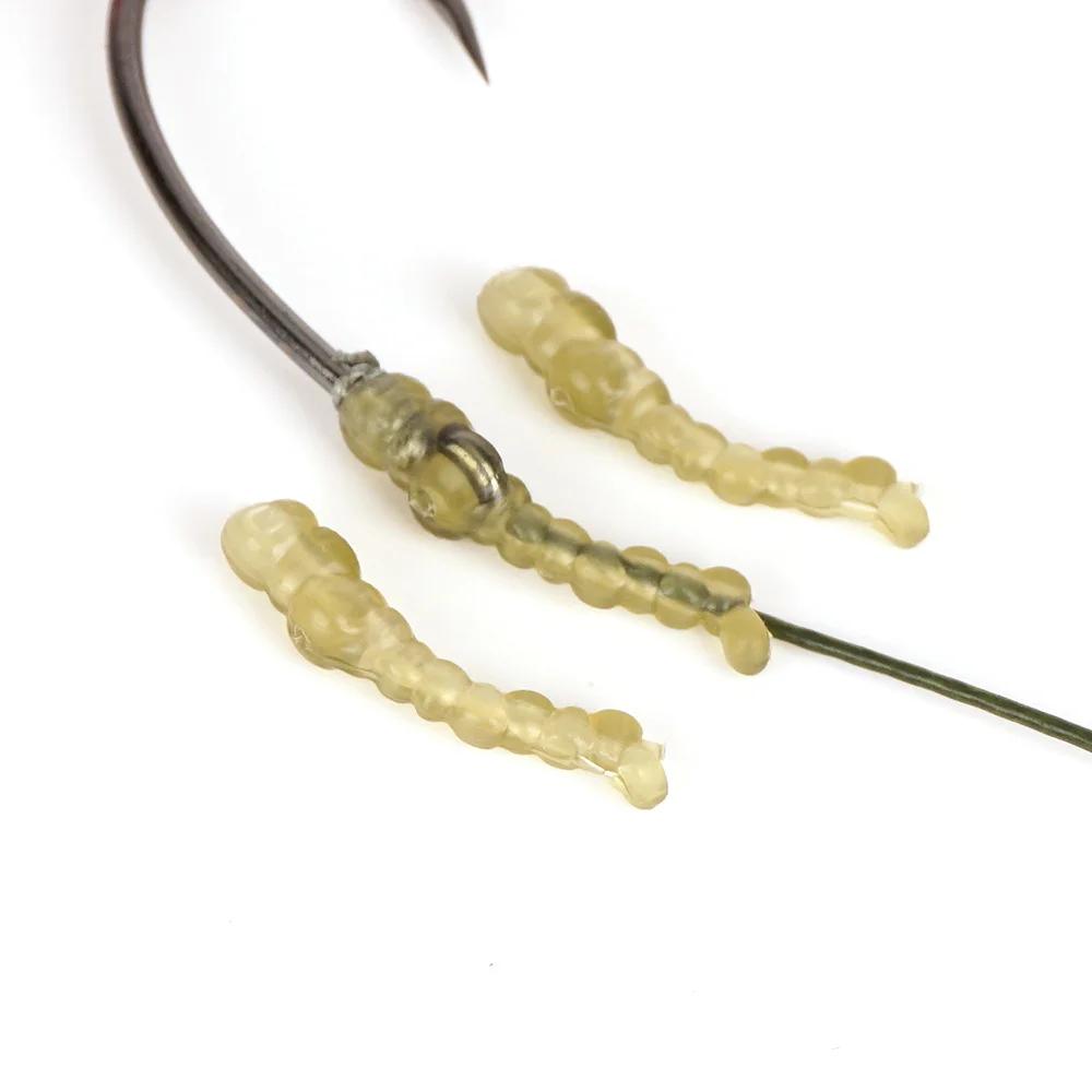 1000PCS Carp Fishing Accessories 16mm Worm-Shaped Silicone Line Aligner Sleeves Line Protector Fishing Anti-Tangle Sleeve AG196