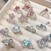 Zircon love open ring light luxury high sense index finger ring personality niche Internet celebrity ring fashion jewelry