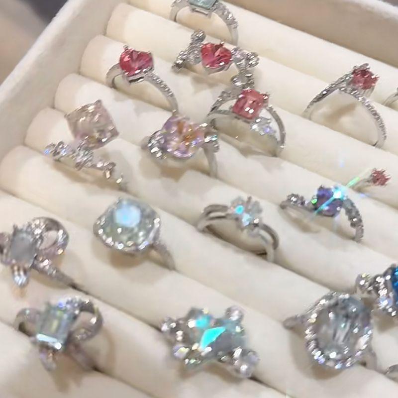 Zircon love open ring light luxury high sense index finger ring personality niche Internet celebrity ring fashion jewelry