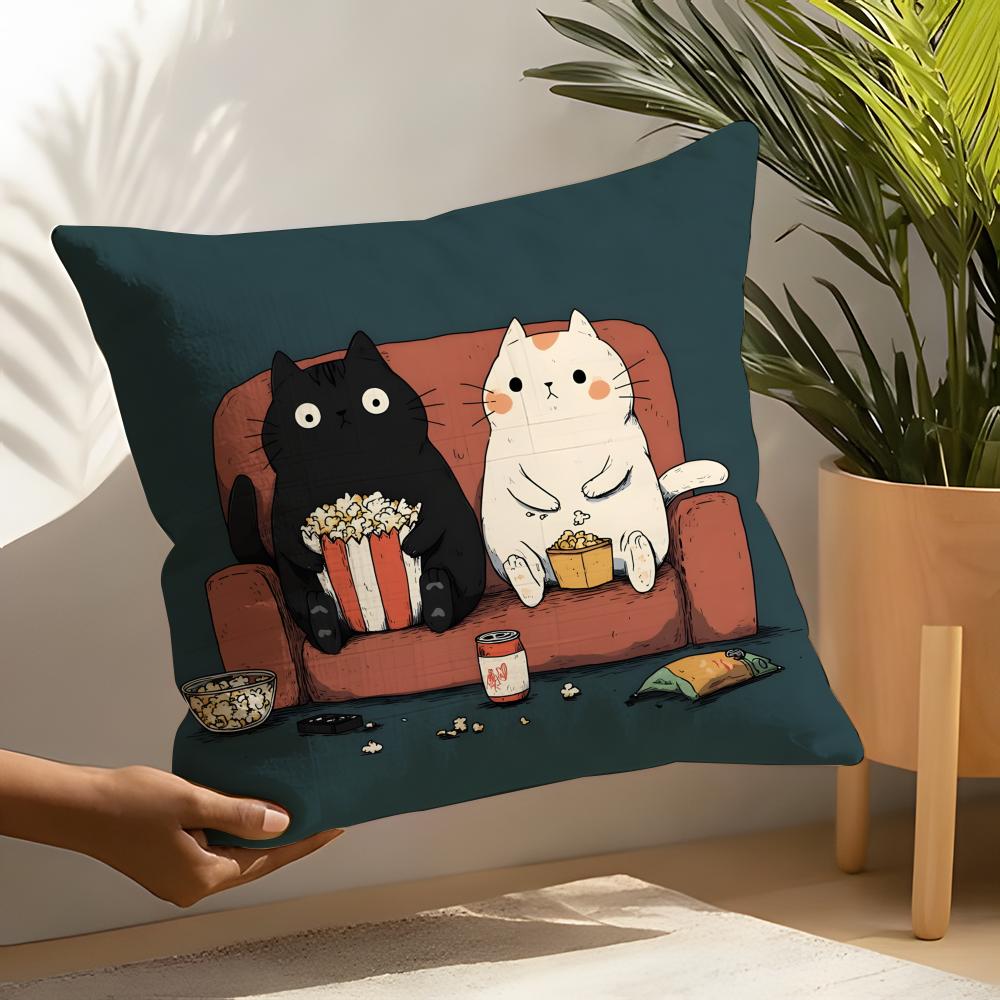Cute Cartoon Plush Cat Pillow Case Linen Cushion Covers For Decorative Sofa Home Pillows Case Car Chair Pillows Cases