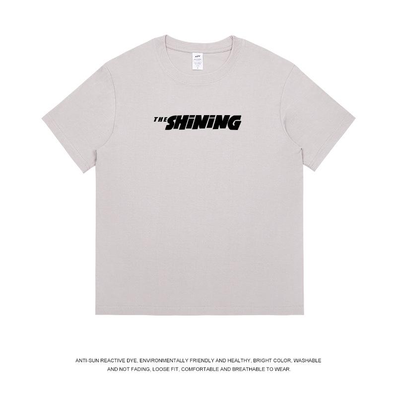 Casual Short-Sleeved T-shirt Boys Heavy Cotton Minimalist Design Letter Printing T-shirt Top Female Summer