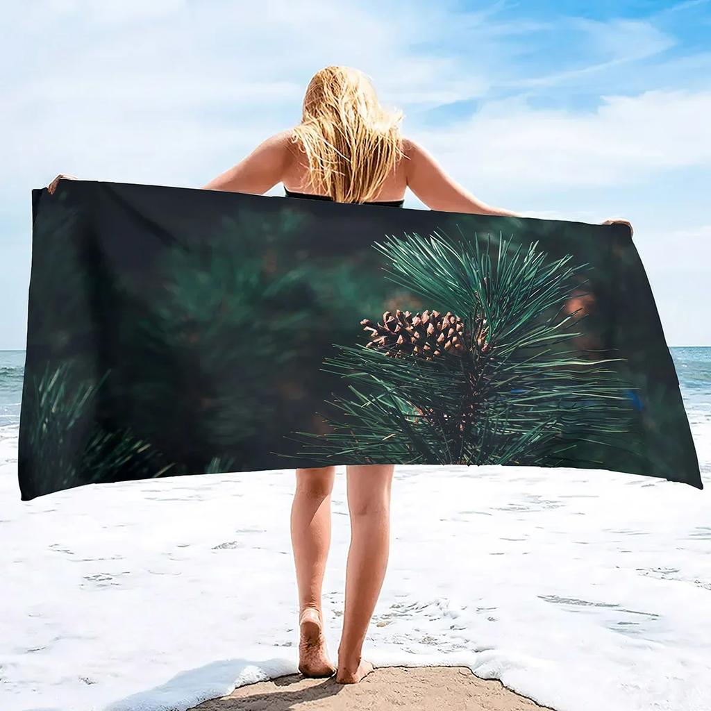 Pine Hand Towels Oversized Microfiber Beach Towel for Travel, Quick Dry Towel for Swimmers Sand Proof Beach Towels for Men Girls
