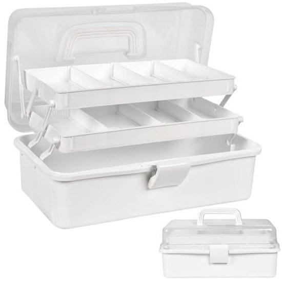 Large Capacity 3-Tier Tool Box Multi-Functional Storage Semi-Transparent Kus 180-Degree Open Sewing Handle Case Home Use Car Small Item Foldable