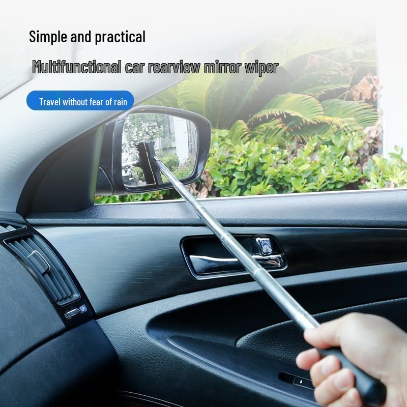 Telescopic Car Rearview Mirror Rainproof Scraper and Defogger Wiper