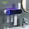 No-Drill Toothbrush Sterilizer UV Smart Disinfection Wash Cup Storage Rack Wall-Mounted Toothpaste Organizer