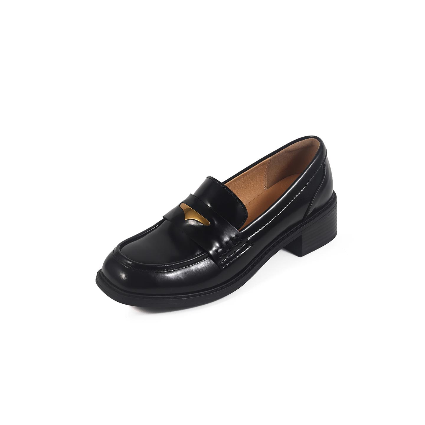 

Синий шкаф, Лоферы Женские 2025 Новые Британский стиль Универсальная кожа Академический стиль На одной педали Толстый каблук Маленькие кожаные туфли Тренд 40