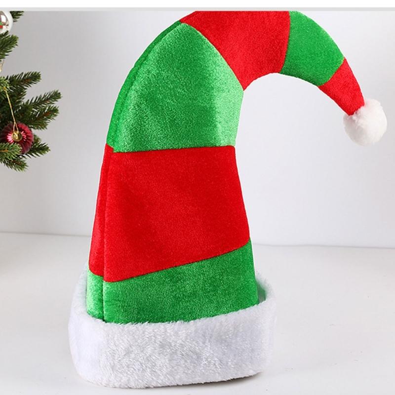 Festival Curved Santa Hats Classical Red Green Color Father Christmas Hats For Adult Kids Christmas Event Gathering Hat