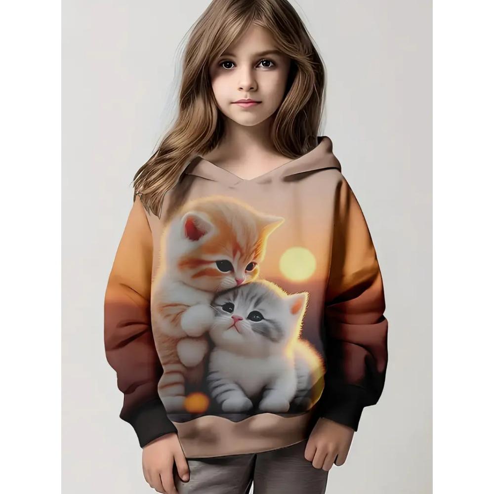 Girls Clothes Hoodies Cute Cat 3D Print Child Sweatshirt Autumn Cartoon Clothes for Children Girl Tops Fashion Children Clothes