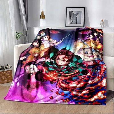 Módní deka Demon Slayer – lehký flanelový přehoz na pohovku a postel, deka s digitálním potiskem s měkkou a červí flanelovou látkou