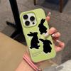 Ins black rabbit shadow for apple 16/17promax mobile phone case iPhone15 skin matte 13/12/14