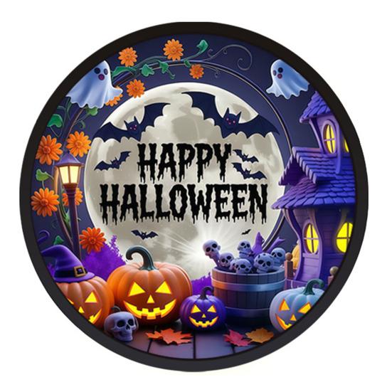 Festive Halloween Decorations LED Glowing Hanging Decor, Acrylic Window Ornament with Light, Spooky Ambiance Sign for Door Wall Haunted House,