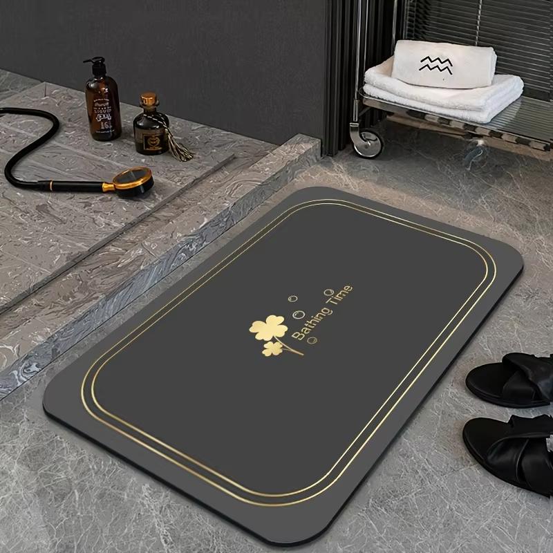 Minimalist Four Leaf Clover Bathroom Diatomaceous Mud Carpet Quick Suction Anti Slip Washable Shower Room Floor Mat