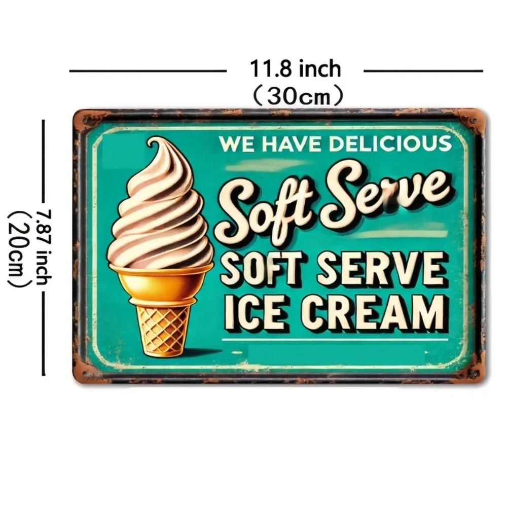 Vintage Softeis-Blechschild x Zoll Rustikale Wandkunst Dekoration für Bar Café Strandhaus Bauernhaus Vorgebohrt