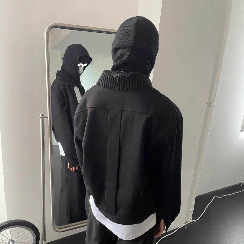 Premium smoke purple short jacket men's cleanfit jacket lapel solid color three-dimensional tailoring retro trendy