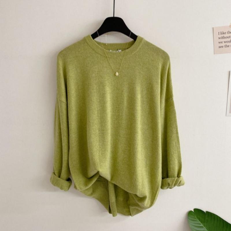 Honey J Women Hamyulon Cashmere Loose Fit Solid Wool Long Sleeve Knit 10 Colors