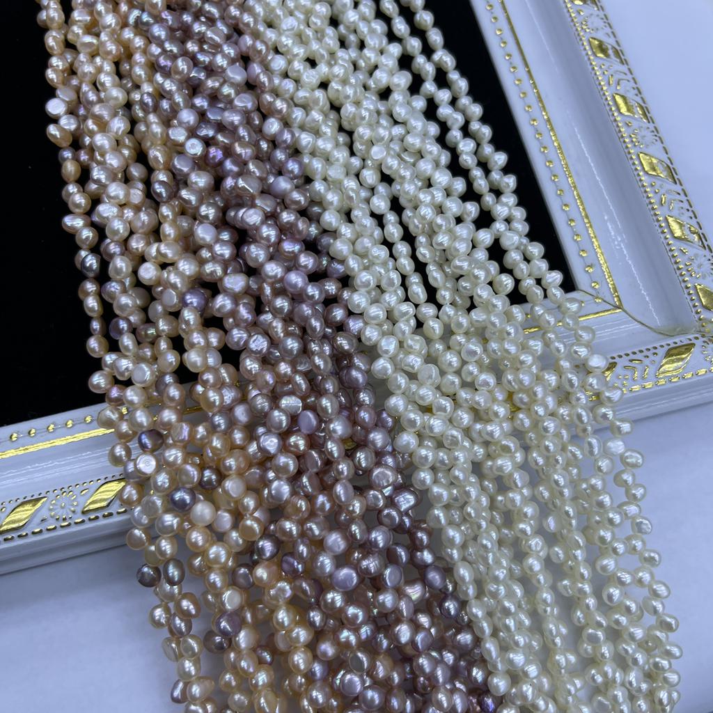 1String, Purple Yellow White Natural Freshwater Pearls, Top Sided Drilled Hole Pearl Beads for Jewelry Making DIY Crafts (Beads 4-5mm, Length 36cm)