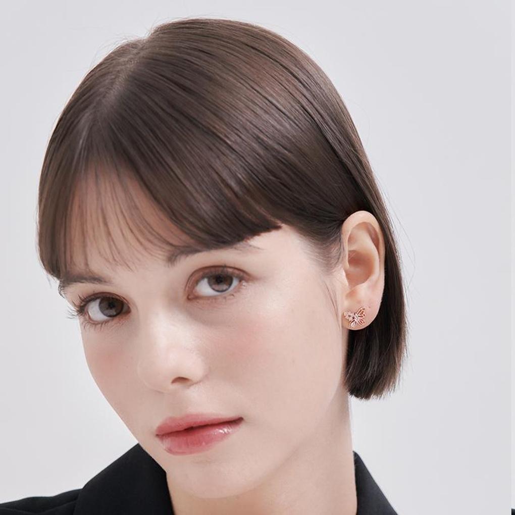 [CRANNE] 14K GF Butterfly Uneven Cubic Point Earrings C24EGF217