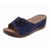 Fashion Vintage Big Floral Sandals Women Summer 2025 Comfortable Soft Sole Wedge Heels Slides Woman Casual Plus Size 43 Slippers Mujer