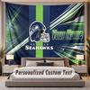 Custom Name Text Tapestry Seattle Seahawks Personalized Polyester Wall Tapestry For Bedroom And Room