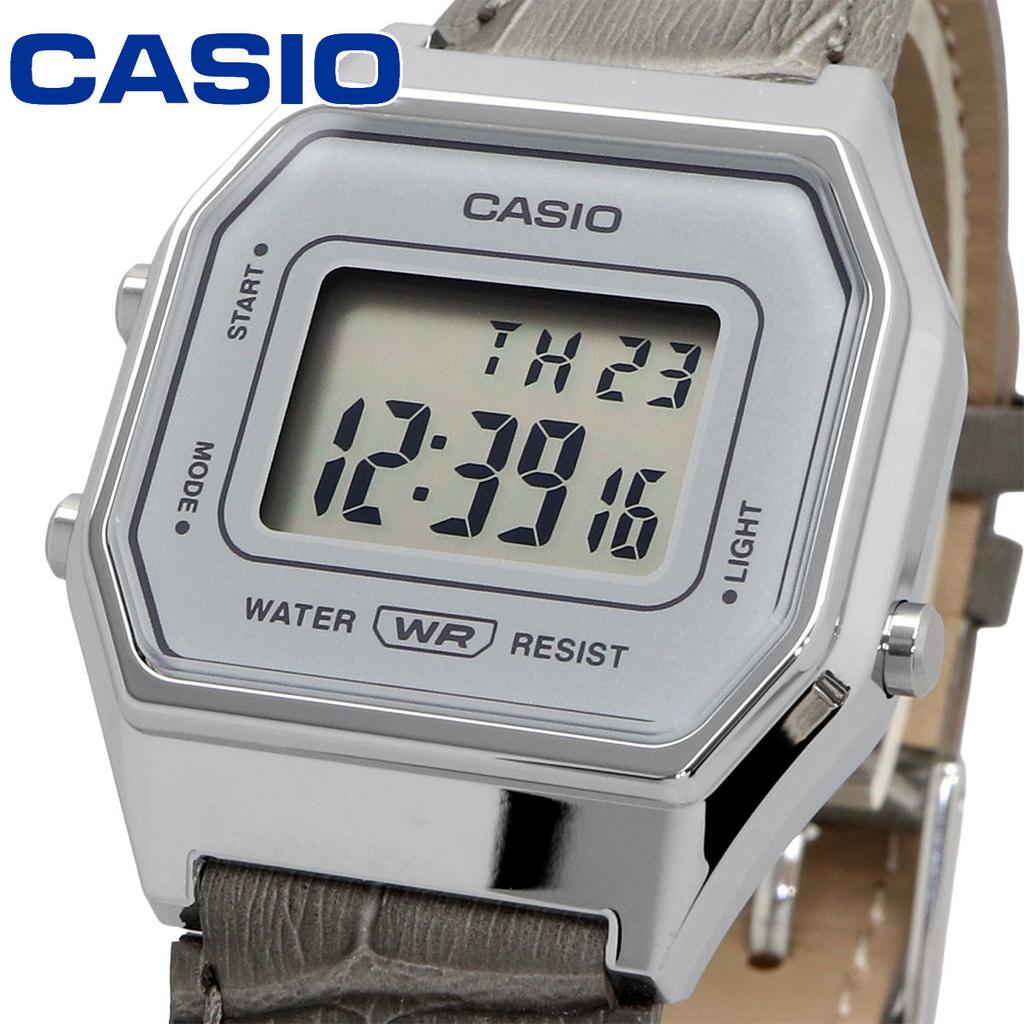 CASIO Watch Vintage Series Octagon Silver x Gray Leather Band LA680WEL-8A2 Women's