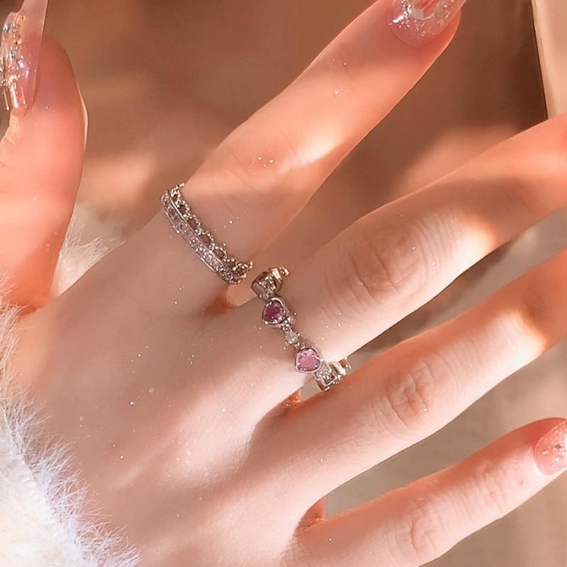 3pcs/set Y2k Styletrendy Open Rings Heart Finger Rings For Women Girls Kpop Sweet Cool Trendy Aesthetic Jewelry Gifts Jewelry