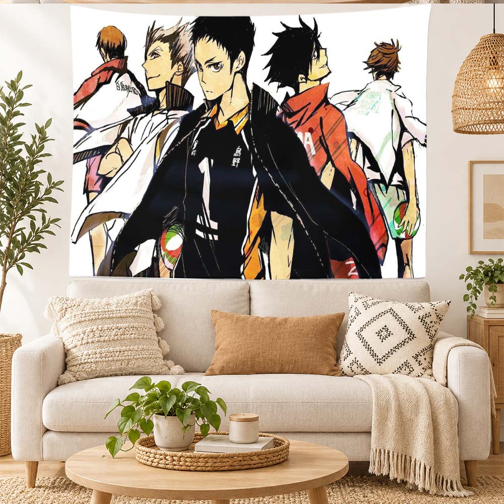 Anime Volleyball Players Tapestry Wall Hanging Japanese Sports Manga Wall Art for Bedroom Dorm Home Decor Anime Fans Gift
