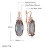 Grey Big Oval Drop Dangle Earrings For Women  Rose Gold Color With Natural Zircon High Quality Daily Fine Jewelry