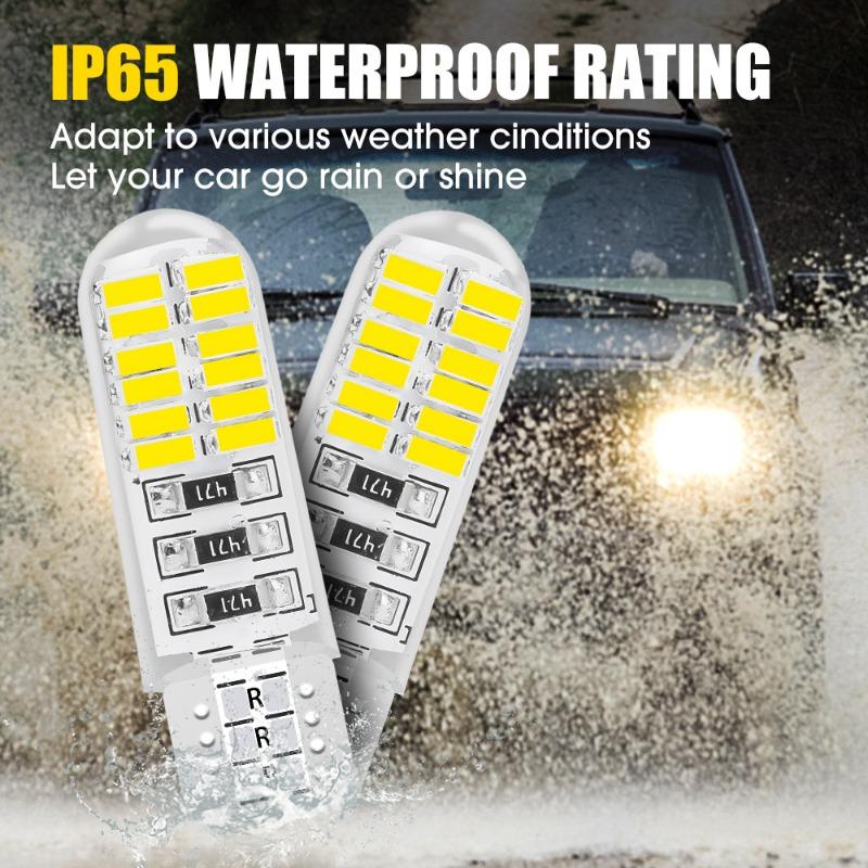 Car Clearance Lamp T10 3014 LED 24SMD Reading Light Universal Silicone Waterproof Width Lights Plug Play W5W License Plate Light