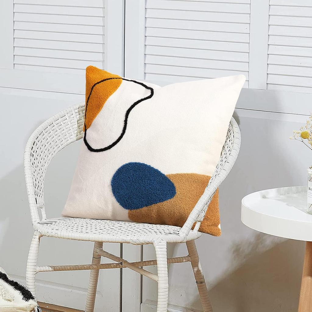 Home Simple Geometric Throw Lovely Cotton Towel Embroidered Pillow Nordic Decorative Cushion Sofa Cushion Cover