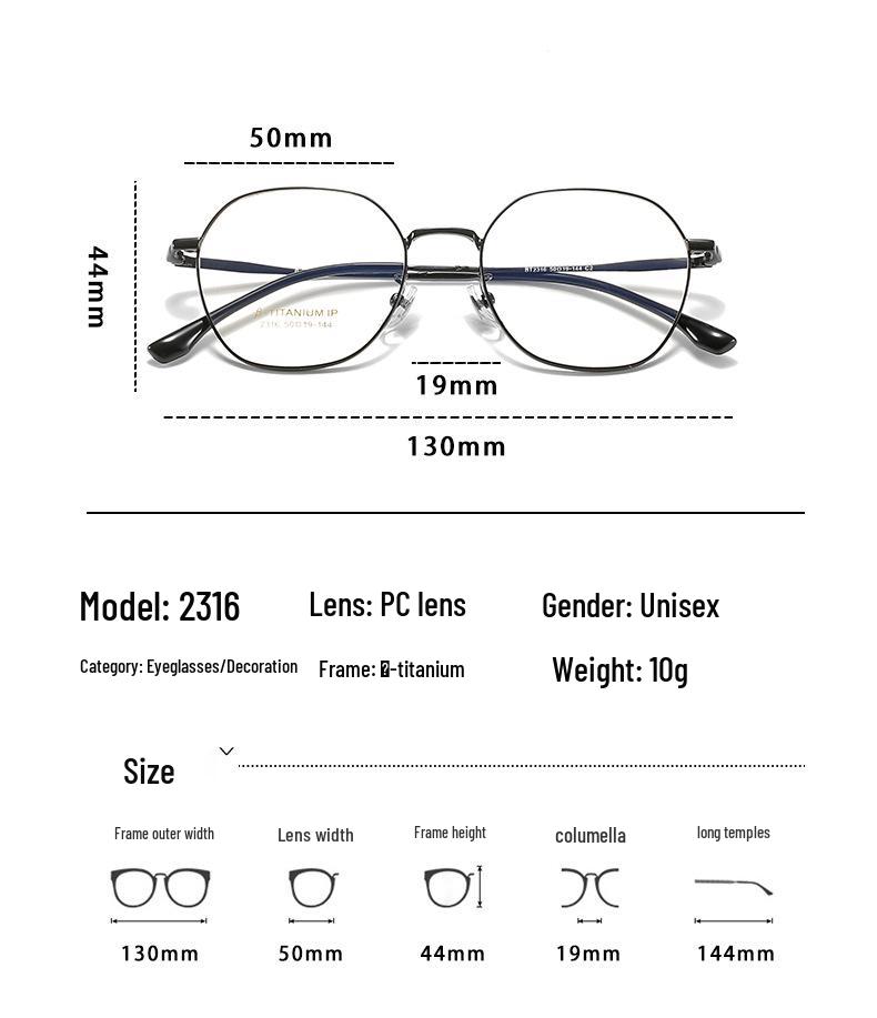 2021 Unisex Retro Japanese Style Black Titanium Polygonal Glasses 2316
